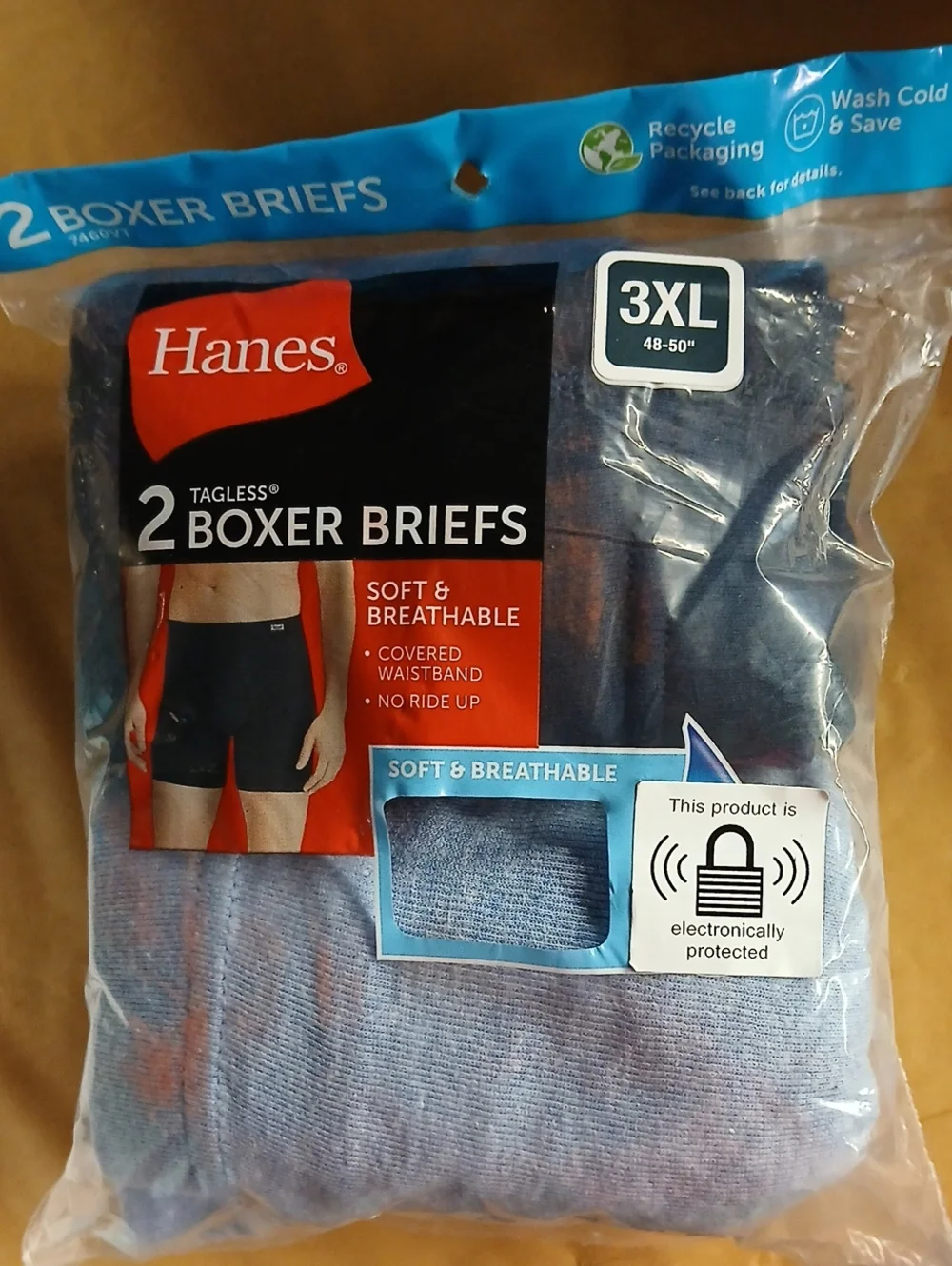 Hanes 2-Pack Men’s Boxer Briefs in Blue (3XL)